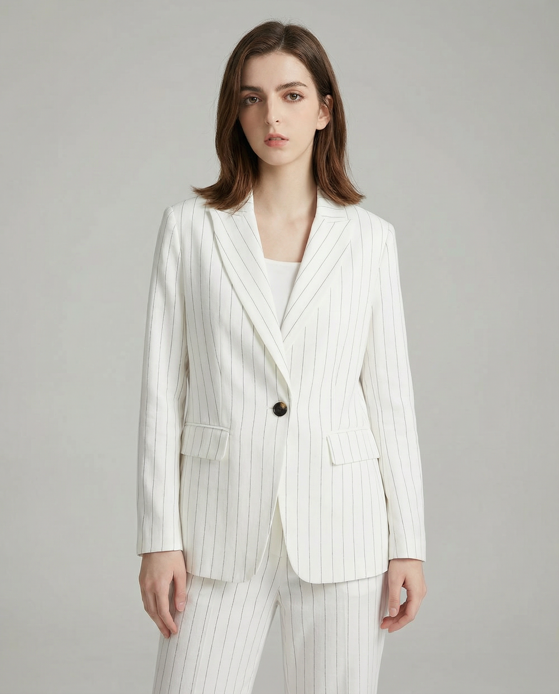 Linen Blazer – Stylish Stripe Design for Chic Office Wear