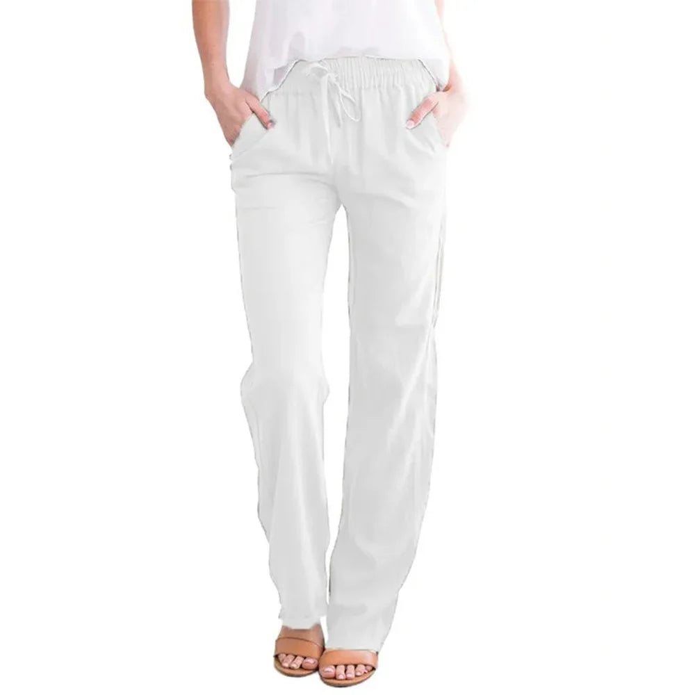Linen Blend Casual Trousers – Breathable Loose Fit for Everyday Comfort — close-up