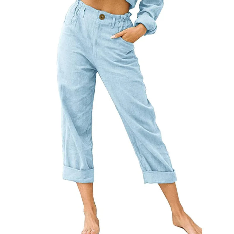 Linen Blend Cropped Pants – Breathable Casual Fit for Summer Outings — fit overview