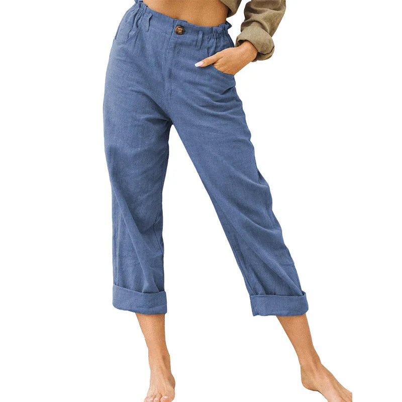 Linen Blend Cropped Pants – Breathable Casual Fit for Summer Outings — outfit pairing