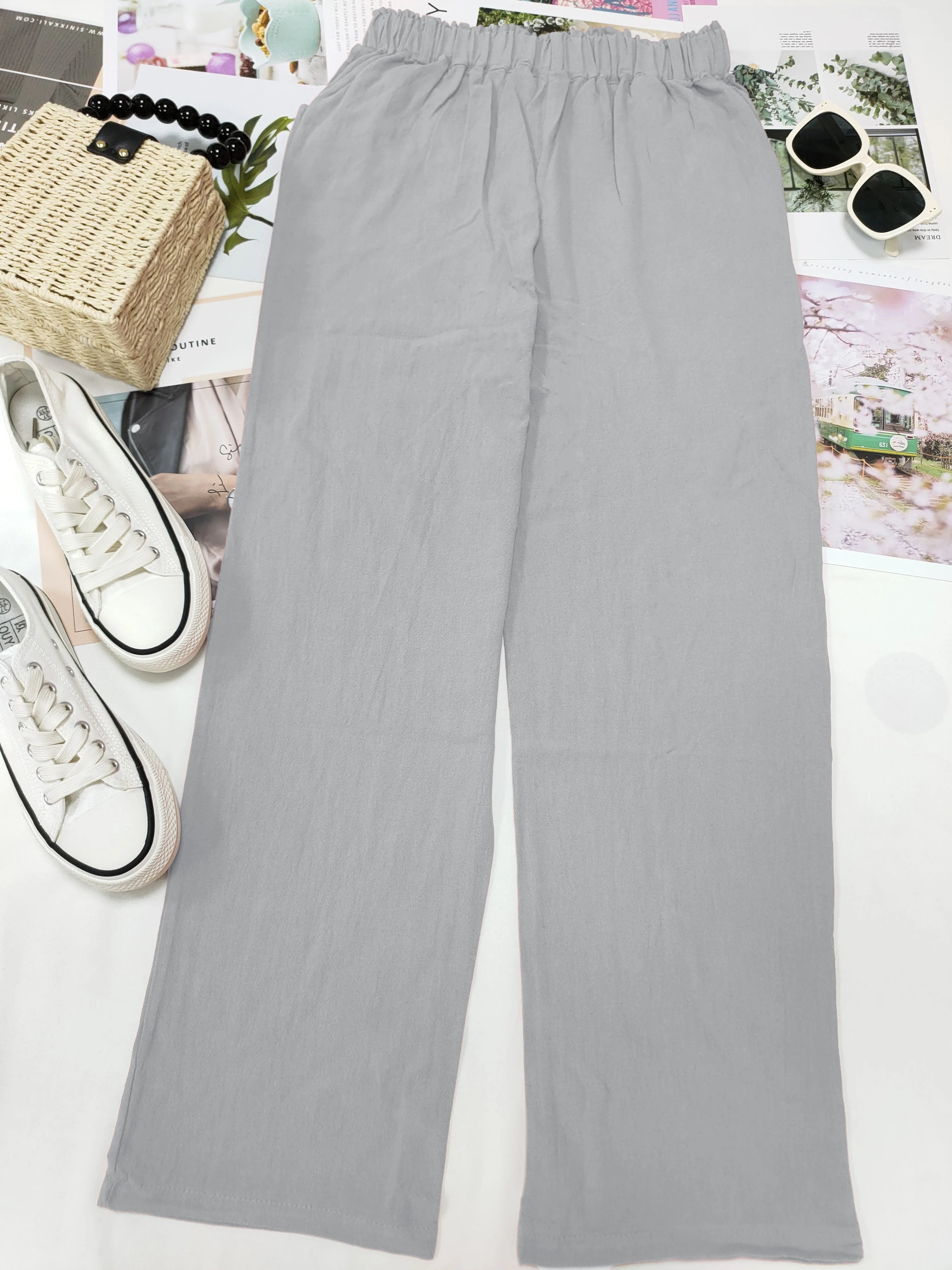 Linen Blend Cropped Pants – Breathable Casual Fit for Summer Outings — side view