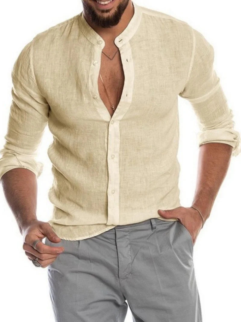 Linen Long Sleeve Shirt – Breathable Casual Summer Essential — alternative angle