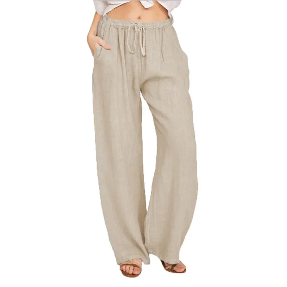 Linen Pants – Comfortable Loose Fit for Casual Summer Style — model wearing
