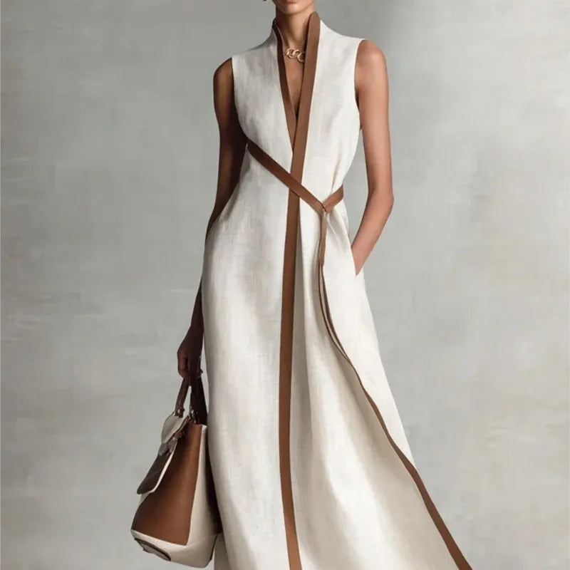 Long Dress – Chic Sleeveless Lace-Up Design for Effortless Summer Style — close-up