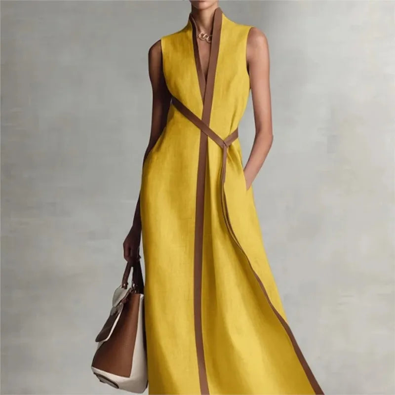 Long Dress – Chic Sleeveless Lace-Up Design for Effortless Summer Style — detail view