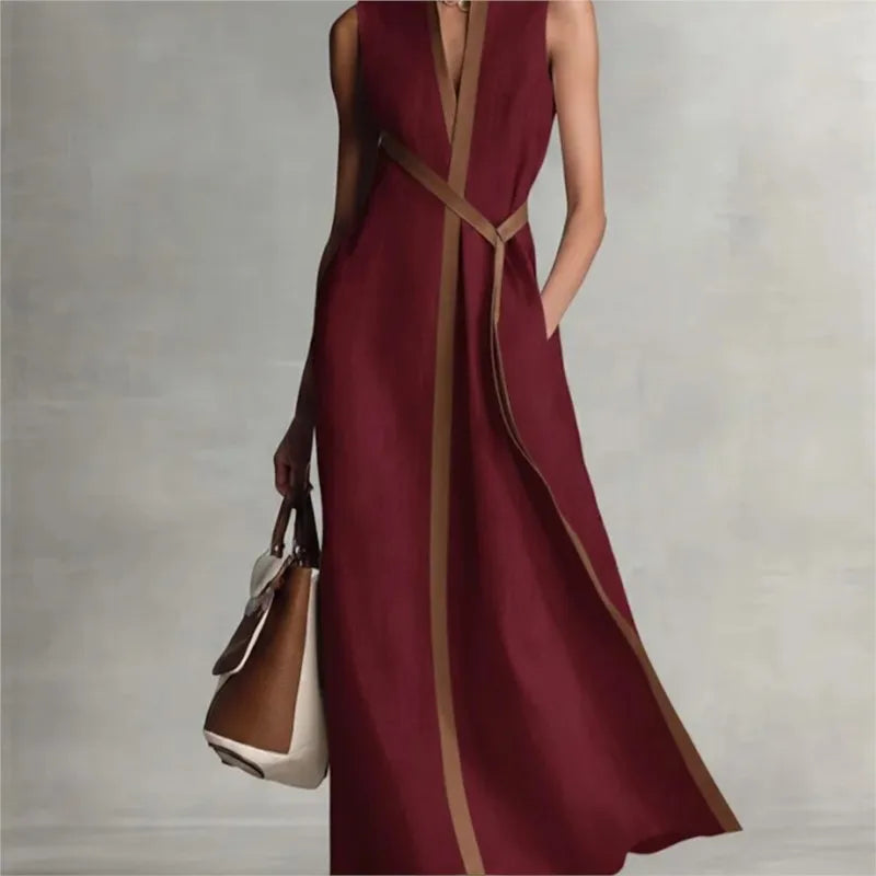 Long Dress – Chic Sleeveless Lace-Up Design for Effortless Summer Style — side view