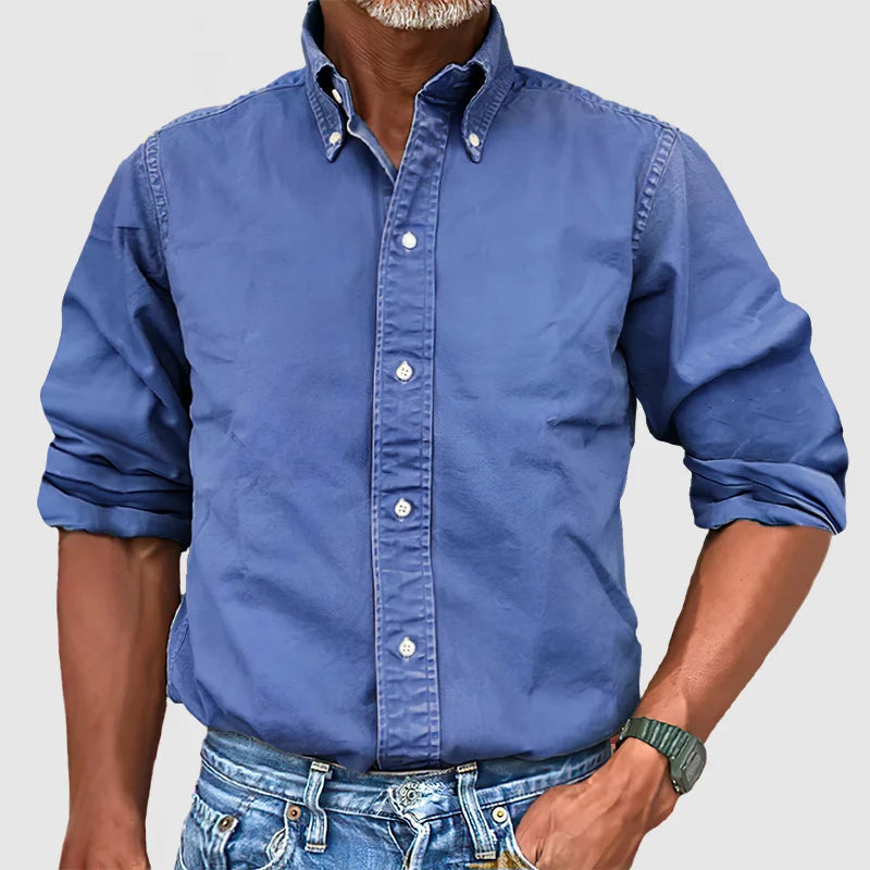 Long Sleeve Button-Down Casual Shirt for Men — detail view