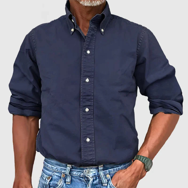 Long Sleeve Button-Down Casual Shirt for Men — fabric detail