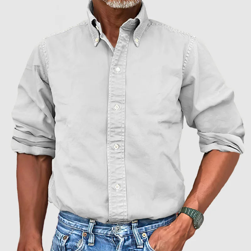 Long Sleeve Button-Down Casual Shirt for Men — fit overview