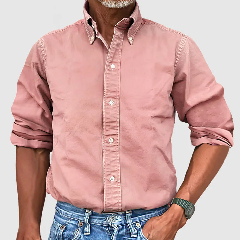 Long Sleeve Button-Down Casual Shirt for Men — side view