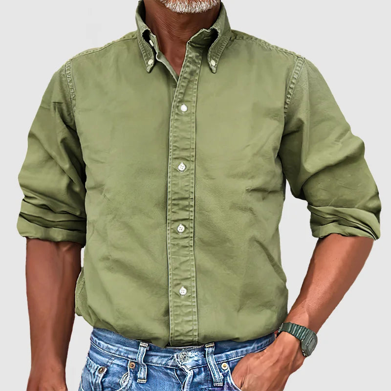 Long Sleeve Button-Down Casual Shirt for Men — styling detail