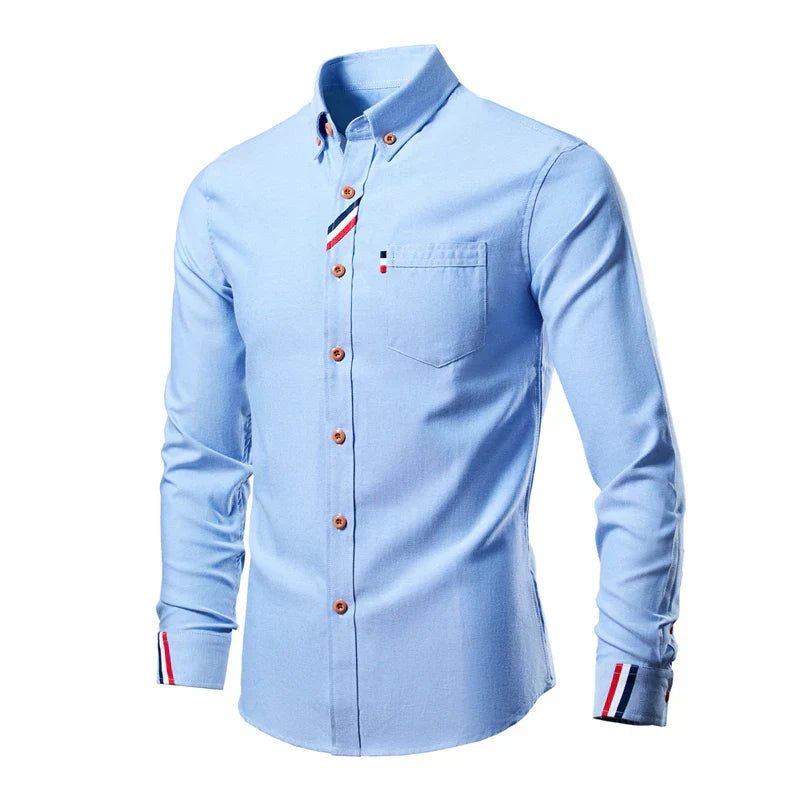 Long Sleeve Classic Style Shirt for Men — close-up