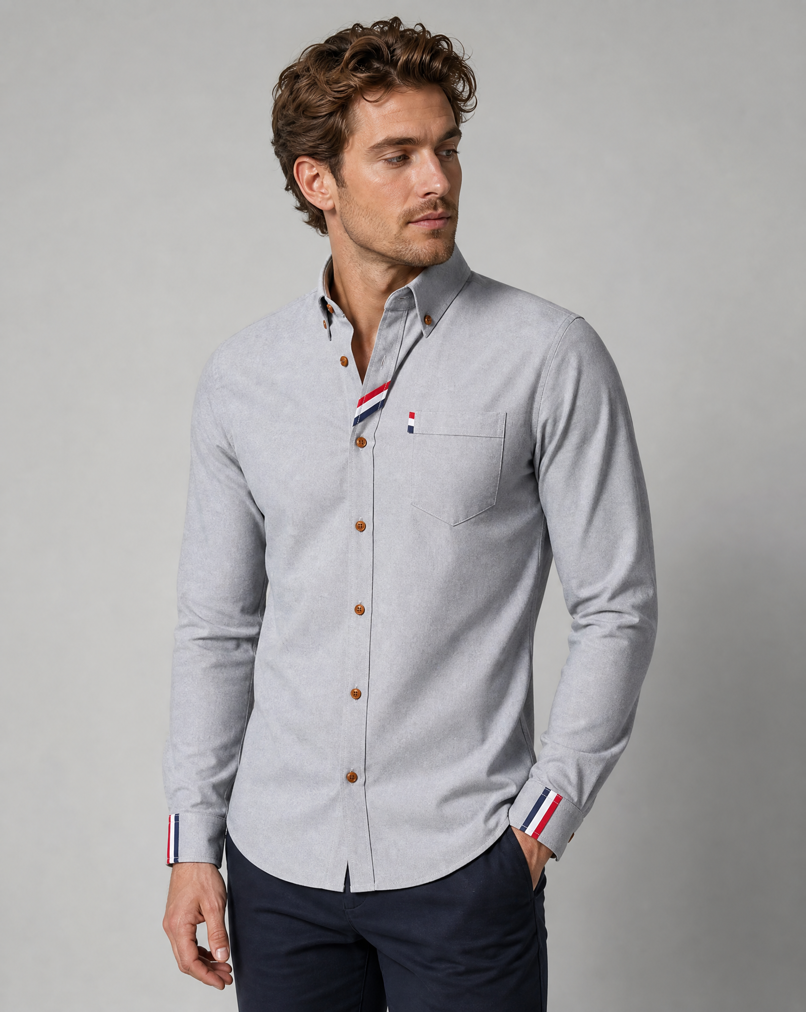 Long Sleeve Classic Style Shirt for Men — detail view