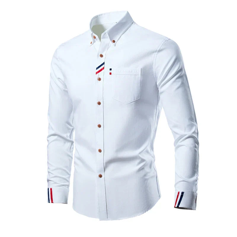 Long Sleeve Classic Style Shirt for Men — model wearing