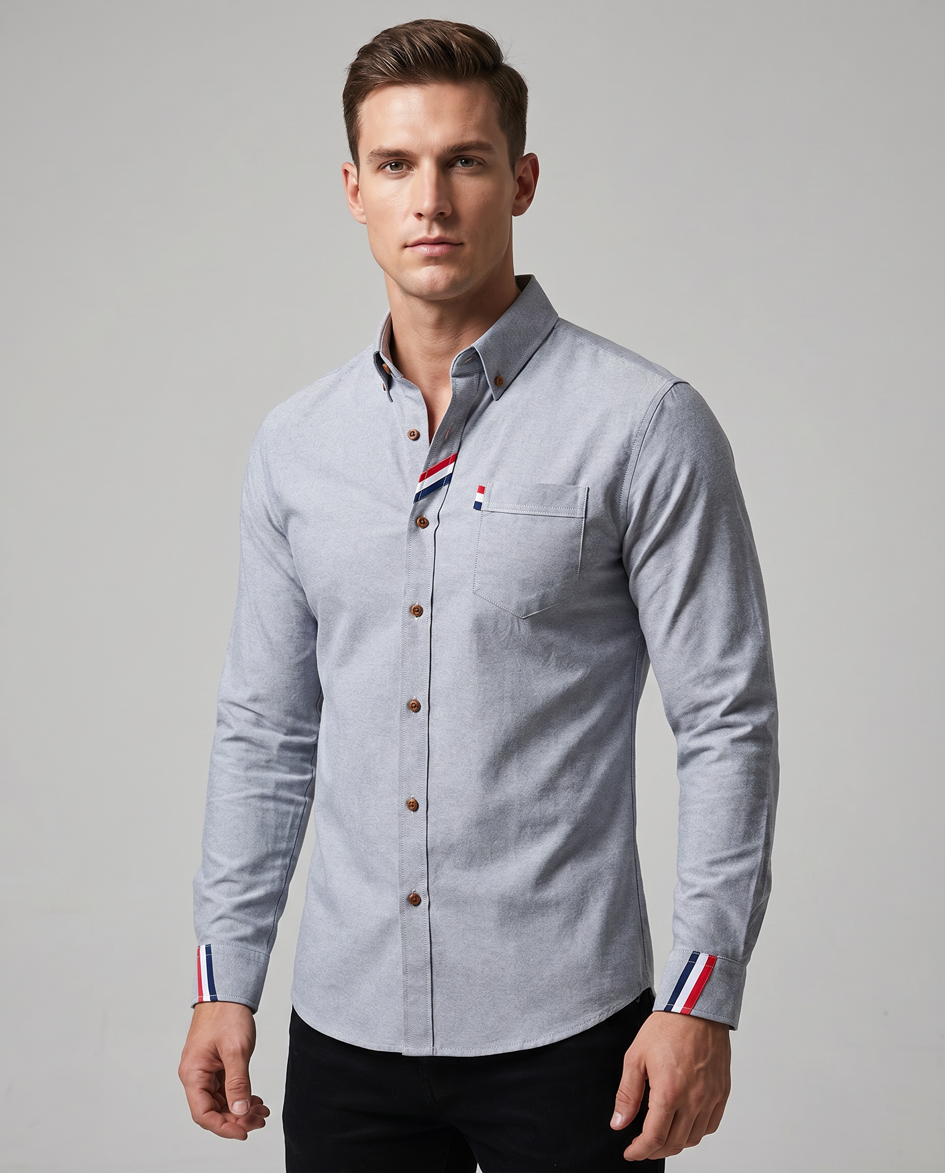 Long Sleeve Classic Style Shirt for Men — side view