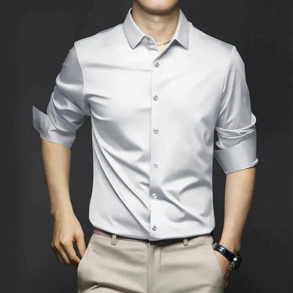 Long Sleeve Point Collar Shirt for Men — back view