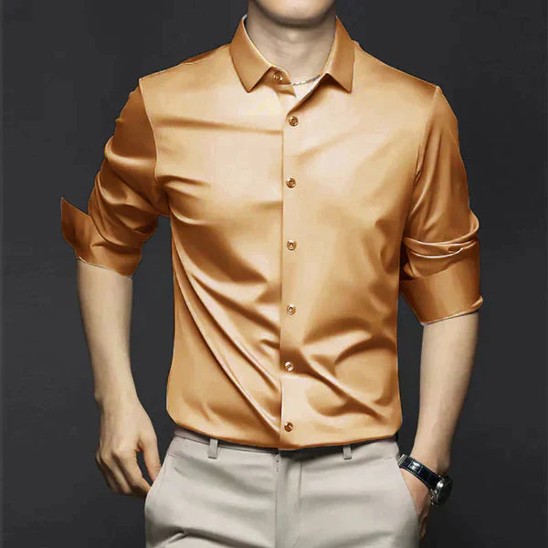 Long Sleeve Point Collar Shirt for Men — fabric detail