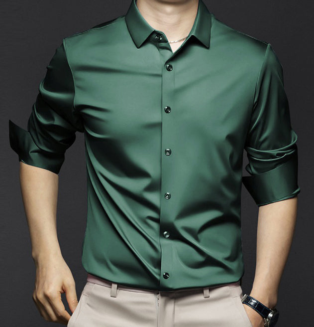 Long Sleeve Point Collar Shirt for Men — model wearing
