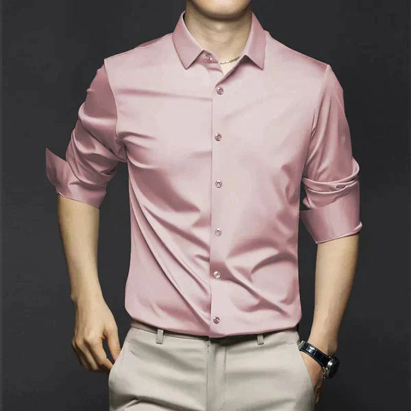 Long Sleeve Point Collar Shirt for Men — styling detail