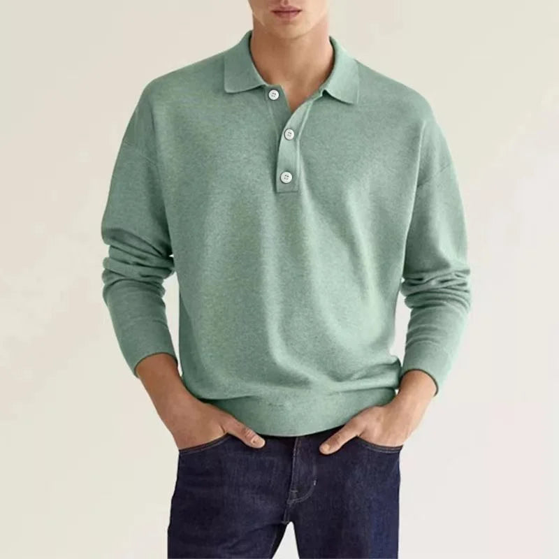 Long Sleeve Polo Shirt – Classic Fit for Casual Golf and Leisure Wear — alternative angle