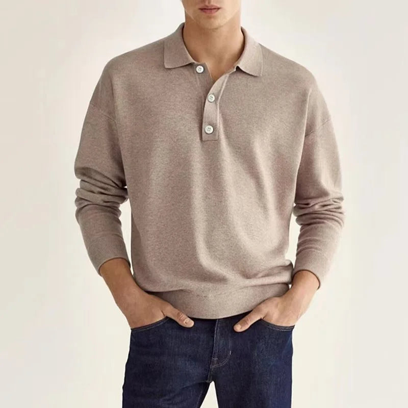 Long Sleeve Polo Shirt – Classic Fit for Casual Golf and Leisure Wear — back view