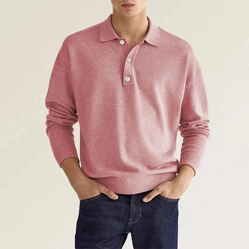 Long Sleeve Polo Shirt – Classic Fit for Casual Golf and Leisure Wear — close-up