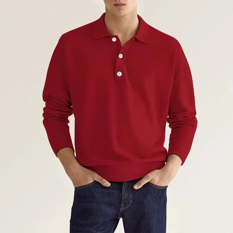 Long Sleeve Polo Shirt – Classic Fit for Casual Golf and Leisure Wear — detail view