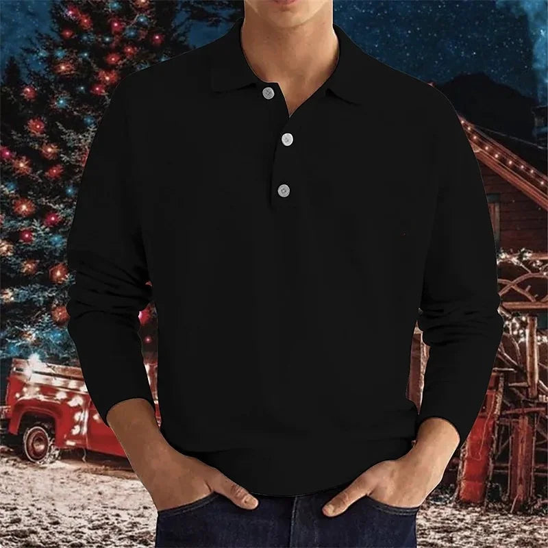 Long Sleeve Polo Shirt – Classic Fit for Casual Golf and Leisure Wear — side view