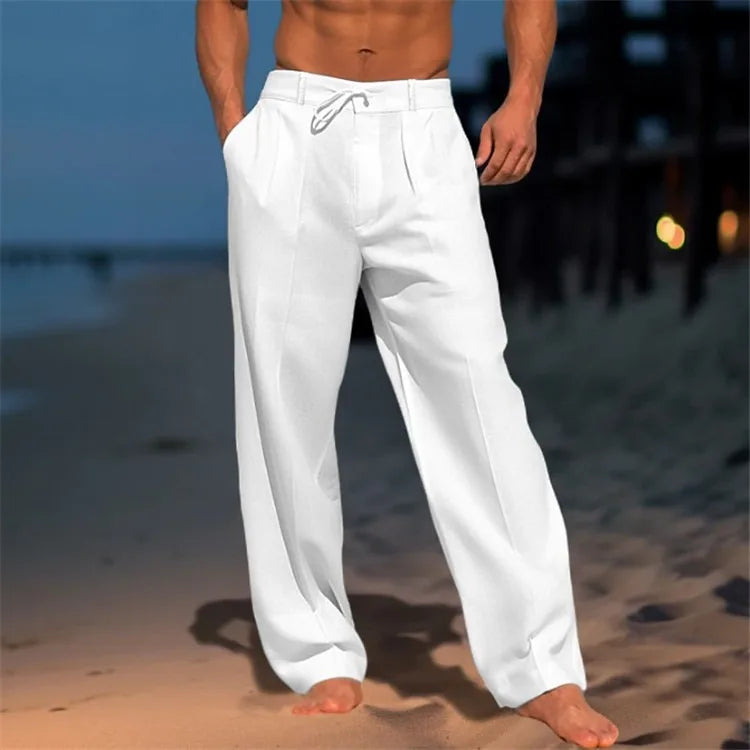 Luxe Linen Men's Pants – Breathable Casual Summer Style — alternative angle