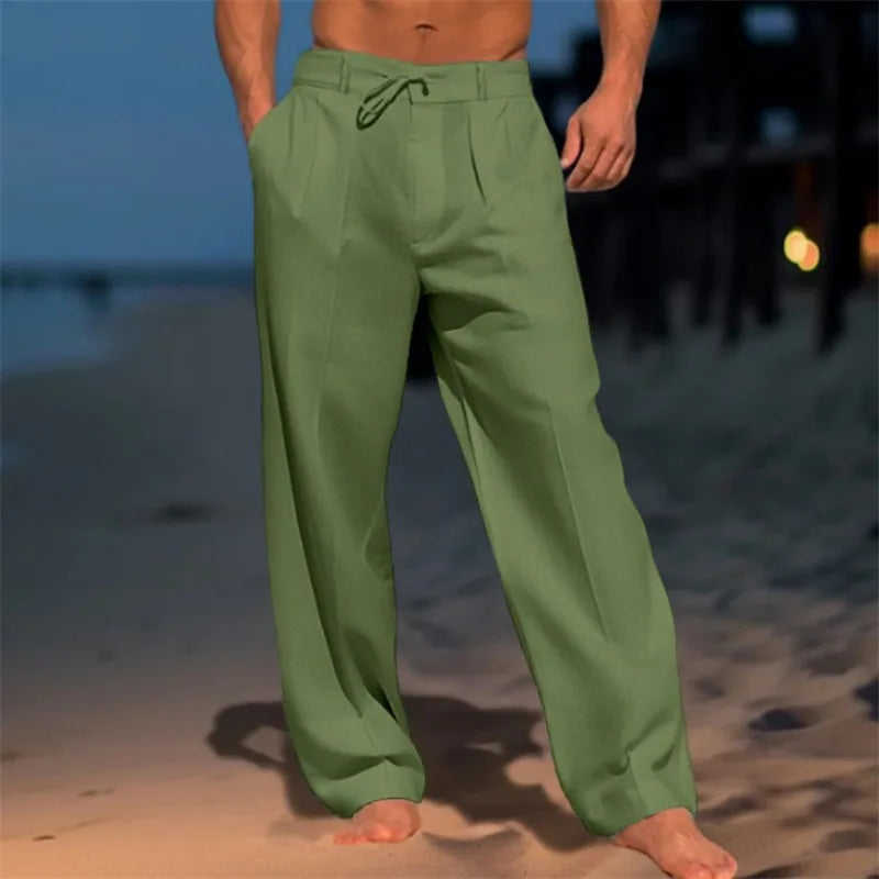 Luxe Linen Men's Pants – Breathable Casual Summer Style — close-up