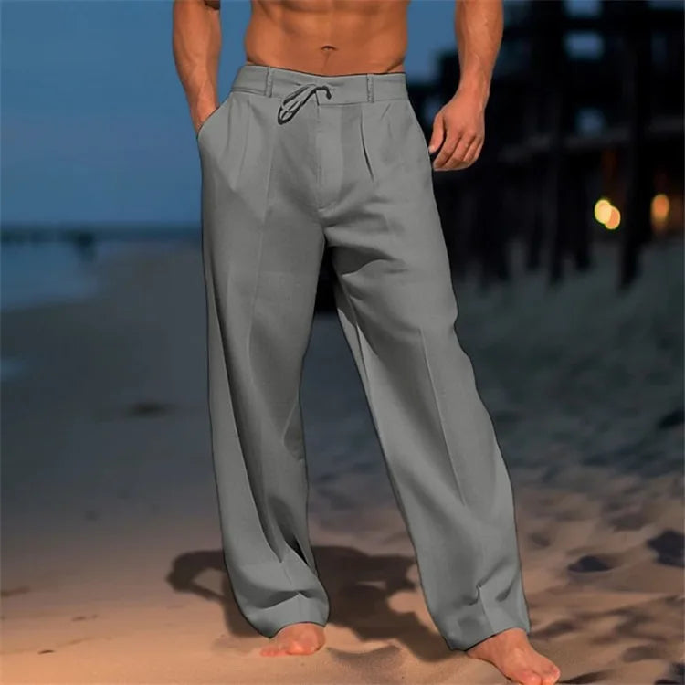 Luxe Linen Men's Pants – Breathable Casual Summer Style — fabric detail