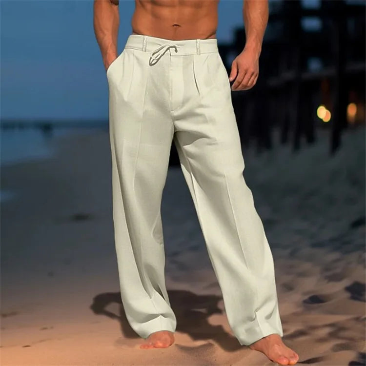 Luxe Linen Men's Pants – Breathable Casual Summer Style — front close-up