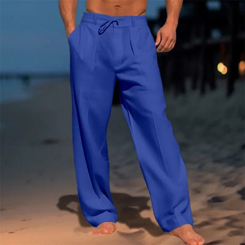 Luxe Linen Men's Pants – Breathable Casual Summer Style — model wearing