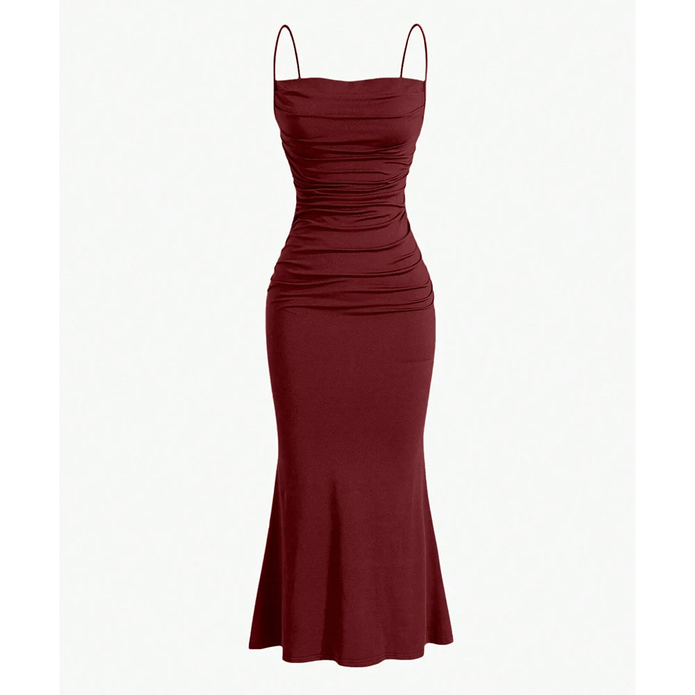 Maxi Dress – Elegant Spaghetti Strap Summer Wedding Guest Outfit — fit overview