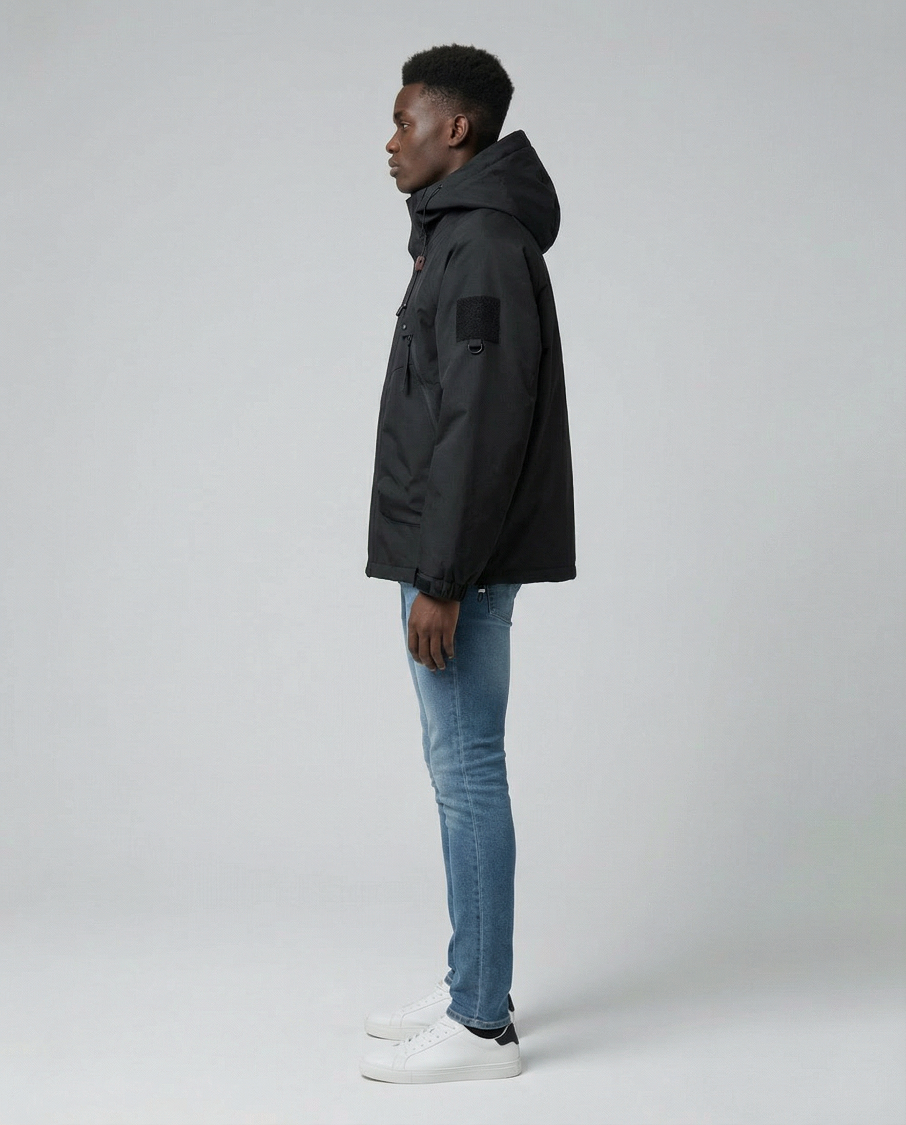 Men's Lightweight Waterproof Spring Jacket with Hood – Urban Fit — back view