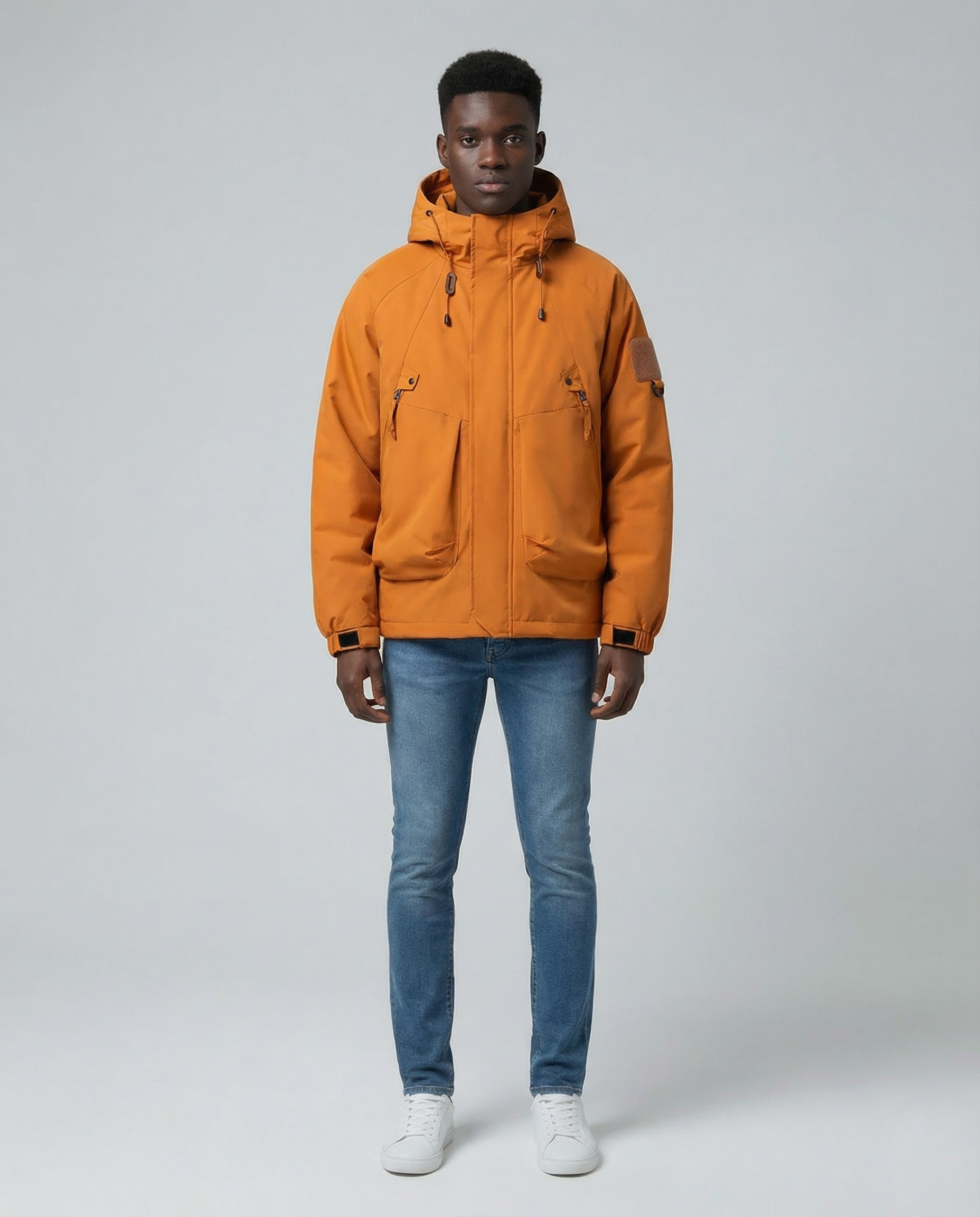 Men's Lightweight Waterproof Spring Jacket with Hood – Urban Fit — close-up