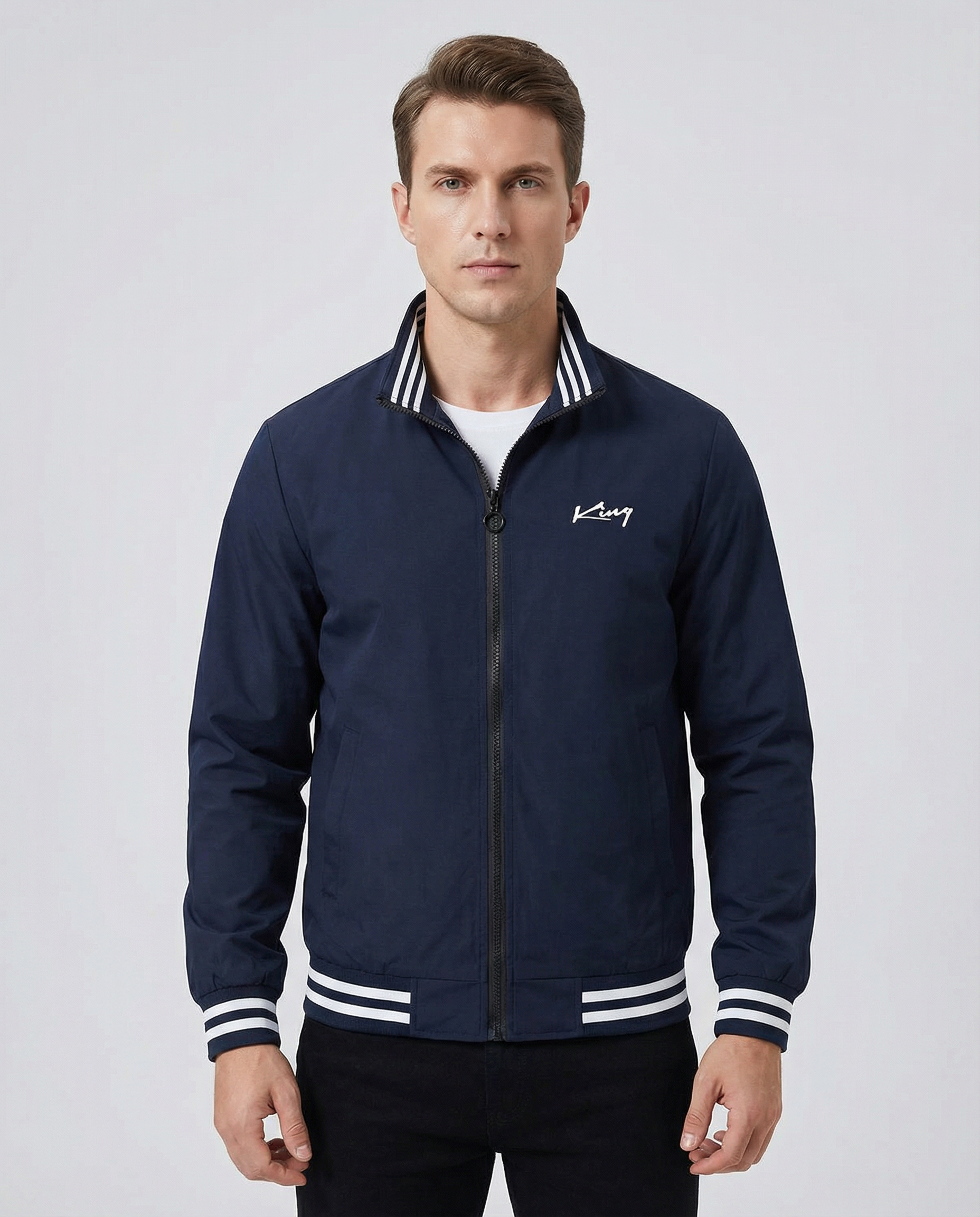 Men's Black Jacket – Full Zip Design for Stylish Spring & Fall Wear — back view