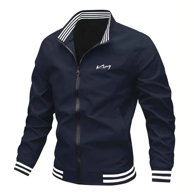 Men's Black Jacket – Full Zip Design for Stylish Spring & Fall Wear — model wearing