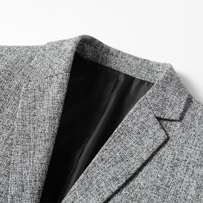Men's Blazer Jacket – Simple Solid Color for Business Casual Style — model wearing