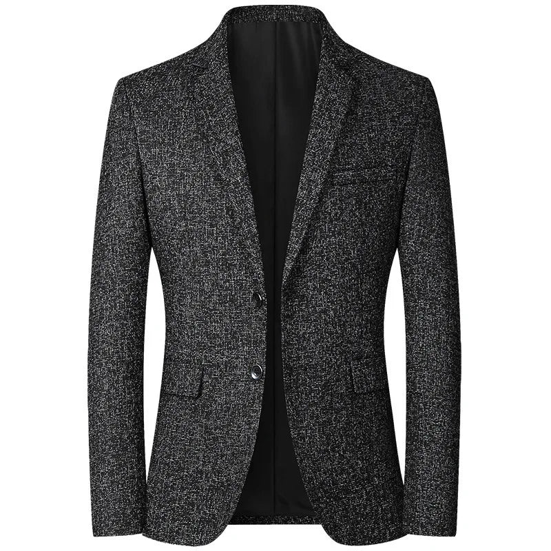 Men's Blazer Jacket – Simple Solid Color for Business Casual Style