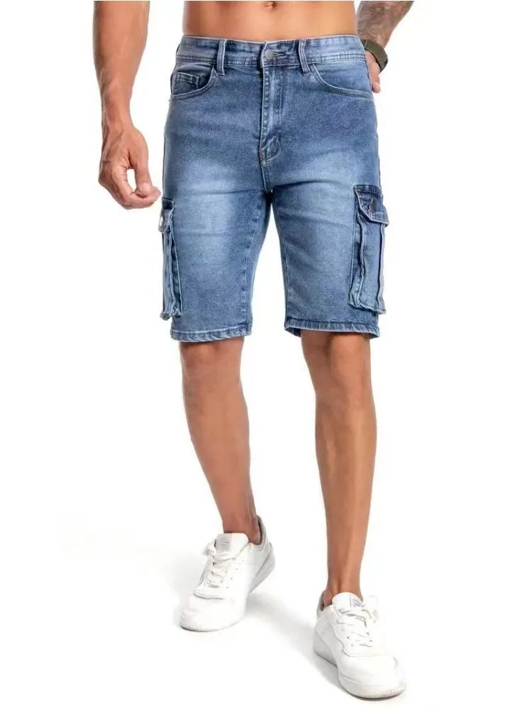 Men's Cargo Denim Shorts – Comfortable Stretch Fit for Casual Summer Outings — side view