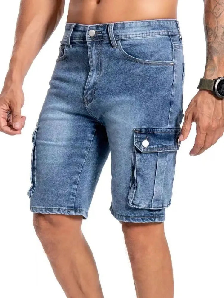 Men's Cargo Denim Shorts – Comfortable Stretch Fit for Casual Summer Outings