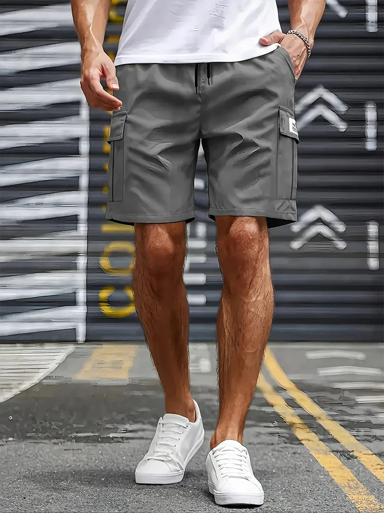 Men's Cargo Shorts – Comfortable Loose Fit with Big Pockets for Outdoor Activities — model wearing