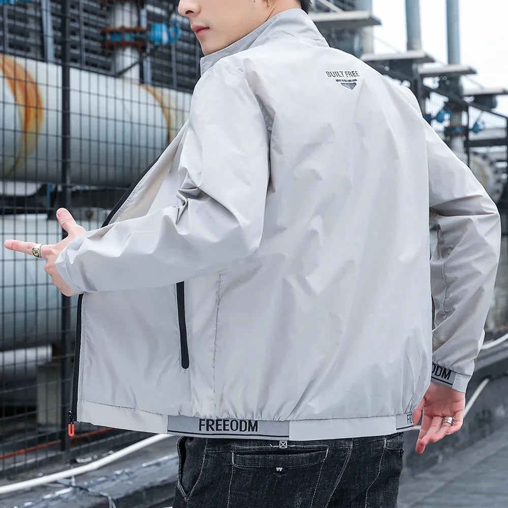 Men's Casual Bomber Jacket – Lightweight Slim Fit for Stylish Street Looks — alternative angle