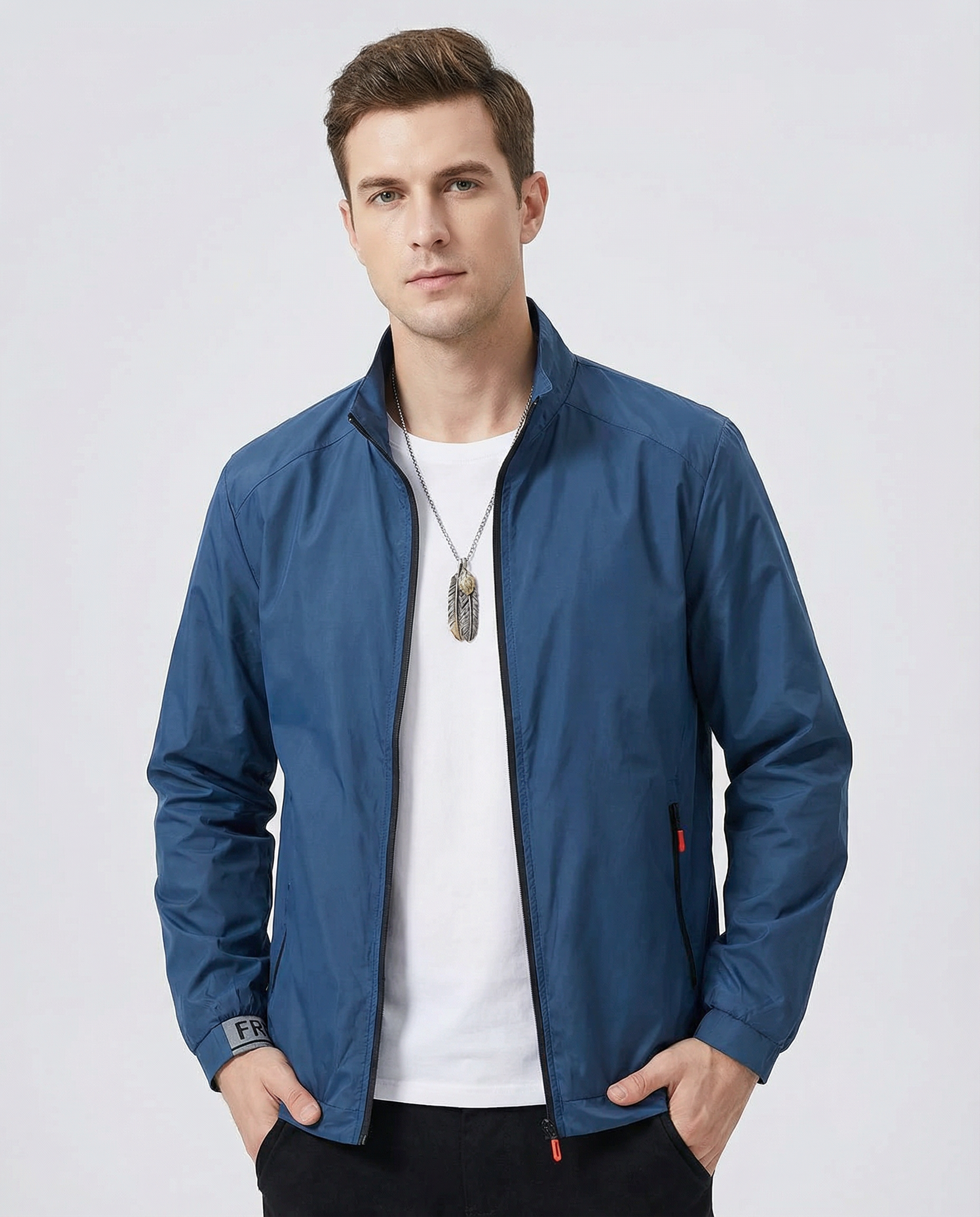 Men's Casual Bomber Jacket – Lightweight Slim Fit for Stylish Street Looks — back view