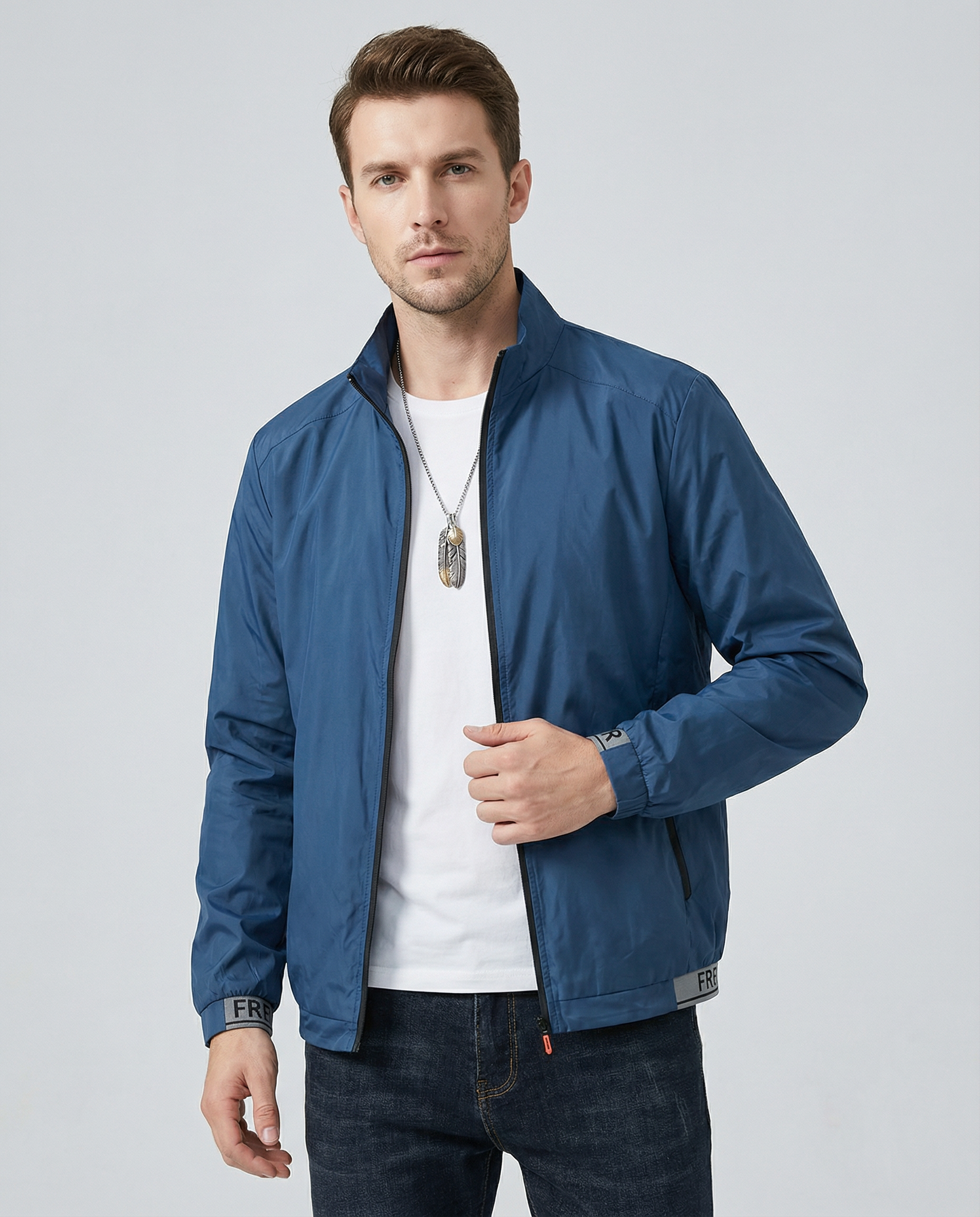 Men's Casual Bomber Jacket – Lightweight Slim Fit for Stylish Street Looks — detail view