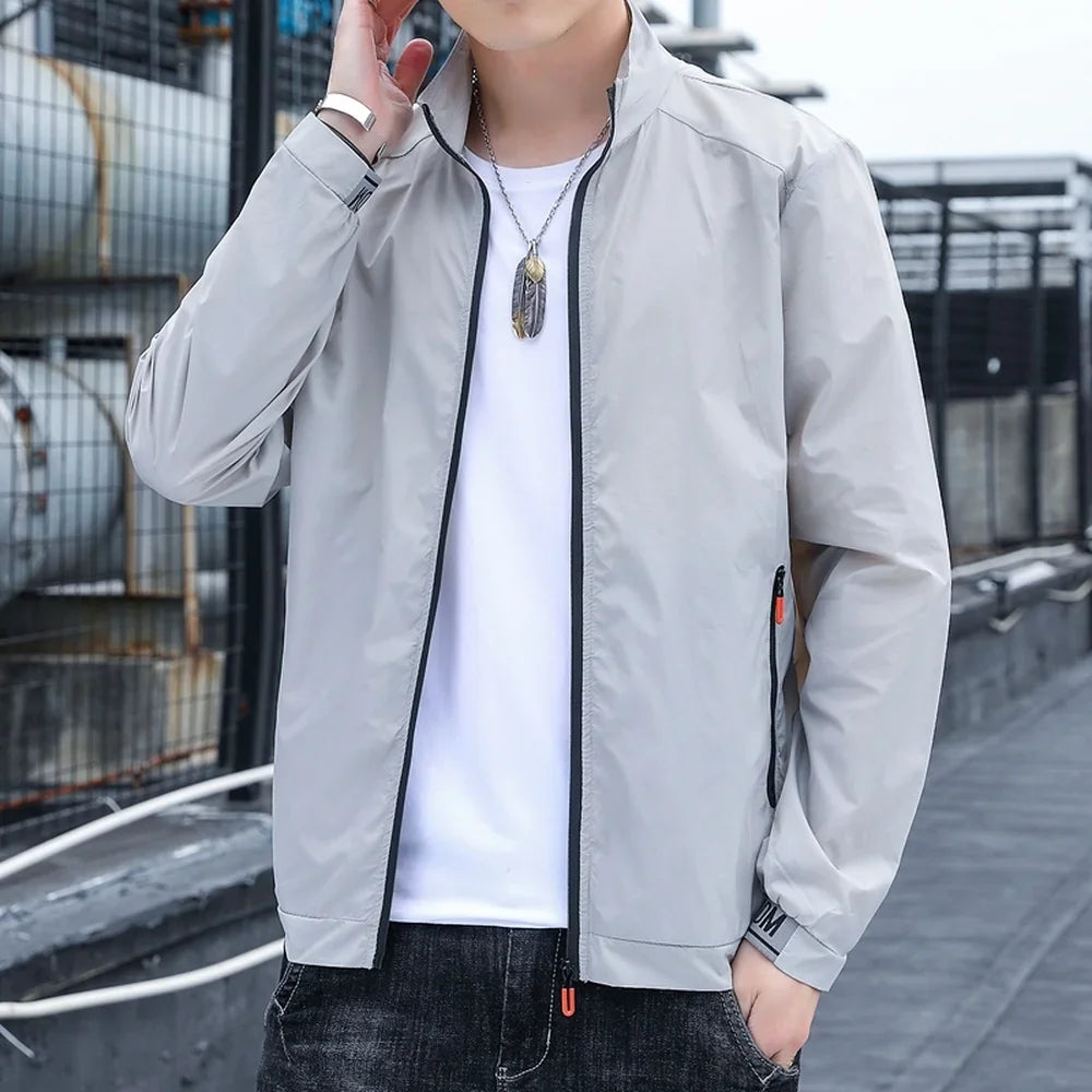 Men's Casual Bomber Jacket – Lightweight Slim Fit for Stylish Street Looks — styling detail