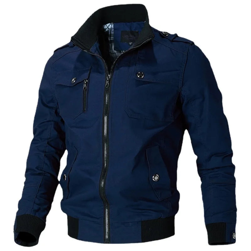 Men's Casual Bomber Jacket – Stylish Slim Fit for Spring & Autumn — close-up