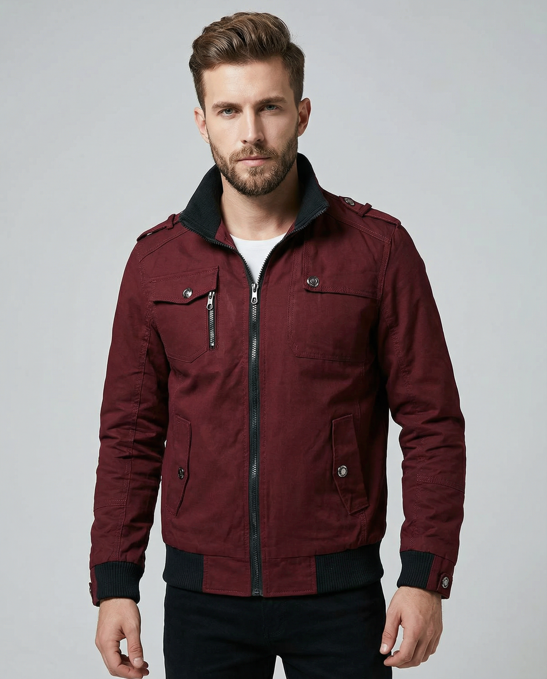 Men's Casual Bomber Jacket – Stylish Slim Fit for Spring & Autumn — side view