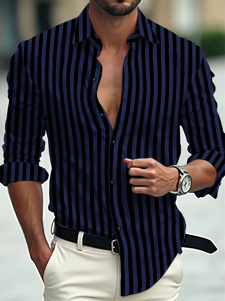 Men's Casual Button Down Shirt – Lightweight Solid Color Long Sleeve Top — back view